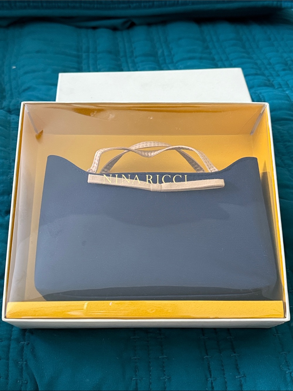 Nina Ricci  Small Navy Bag with Gild Accents in Gift Box
